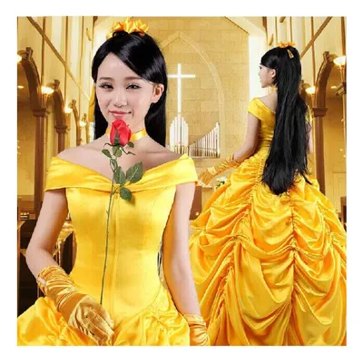 Disney Beauty And Beast Princess Belle Multilayer Cosplay Costume Dress