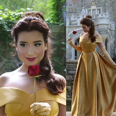 Disney Beauty and the Beast Cosplay Belle Costume Yellow Ball Gown Civil War