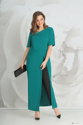 Брючный костюм Golden Valley 6133 зеленый платье+брюки размер 48-54,  описание, отзывы (уже нет в продаже)