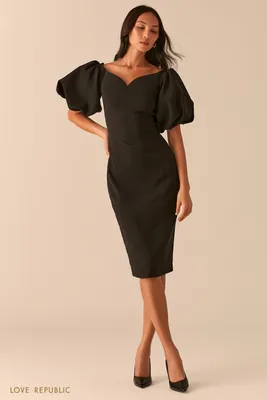 Платье-футляр на прямом корсете 00002005 черный купить в интернет-магазине  Post Meridiem