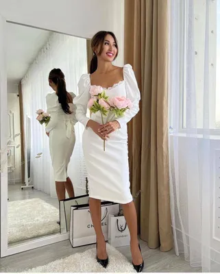 Купить платье футляр с французским кружевом в белом цвете с доставкой и  примеркой в интернет магазине olalafason.ru в Москве