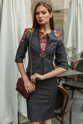 Вышитый костюм платье+пиждак для деловой женщины купить дешево с доставкой  по Украине и Киеву, большой выбор моделей и орнаментов вышиванок на сайте  nd-ukraine