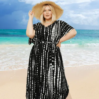 Платье пляжное больших размеров черного цвета, Женский, Лето, размер  универсальный, материал Вискоза — купить в интернет-магазине OZON  (1026609661)