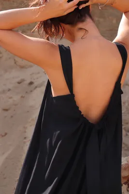Длинная юбка на бретелях из шифона с принтом за галстуком Тонкое платье  Пляжная юбка для путешествий (Цвет: черный Размер: S)