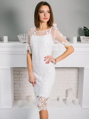 Платье-футляр белое с кружевом — VSV, акция действует до 13 марта 2027 года  | LeBoutique — Коллекция брендовых вещей от VSV — 6023368