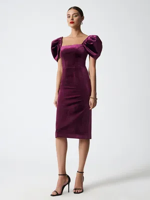 Платье-футляр из бархата, фиолетовый цвет, арт. 166170141M-154 купить в  интернет-магазине CHARUEL