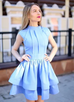 👗 Летнее комбинированное платье с ярусами мятное купить оптом в Москве,  цена от 2 190 руб.