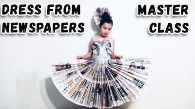 КАК СДЕЛАТЬ ИЗ ГАЗЕТ ПЛАТЬЕ. HOW TO MAKE IT FROM THE NEWSPAPER DRESS. Dress  of garbage (Эмилия) - YouTube