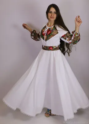 Вечернее штапельное платье в русском стиле | Платье из платка, Модели,  Платья