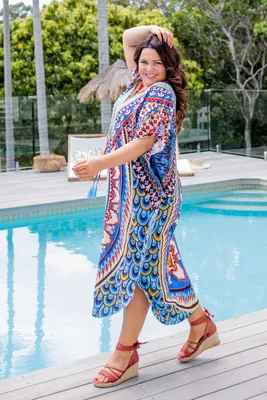 Women Bhandhej Print Wedding Kaftan Ladies Summer Midi Party Wear Kaftan  Dress | eBay