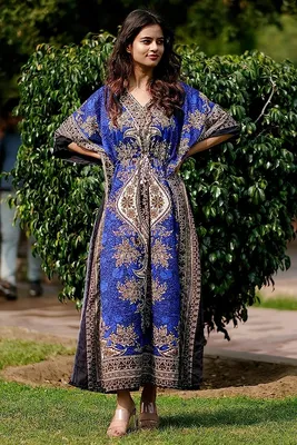 Blue Tunic embroidered kaftan, Bohemian embroidery tunic dress, embroi –  Gipci