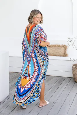 V-Neck Pleated Kaftan Dress