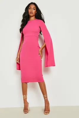 Tall Cape Sleeve Midi Bodycon Dress | boohoo