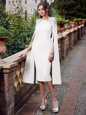 Veni Infantino crepe dress with long cape sleeves in cream - Marians of  Boyle