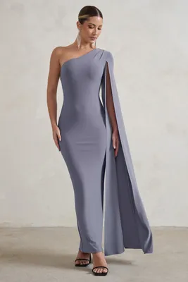 Dominique Grey One Shoulder Cape Sleeve Bodycon Maxi Dress – Club L London  - USA