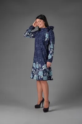 Платье П 766/1 (Купон Цветы на т-синем) купить по цене 880 в  интернет-магазине Трикотажница в Иваново