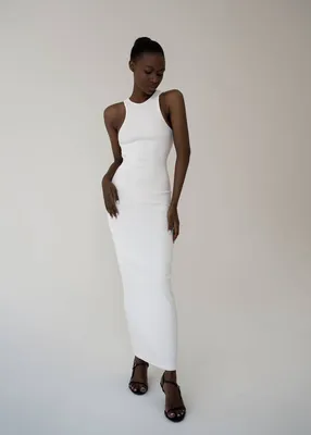 Женское длинное облегающее платье-майка, с открытой спиной и разрезом |  AliExpress
