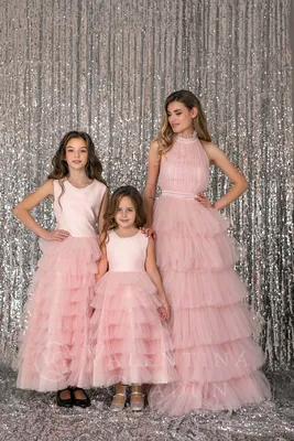 Family look мама и дочка Rossini Pink Kids ♥ Коллекция розовых пышных  парных платьев для мамы и дочки Family look Оптом ~ Валентина Гладун