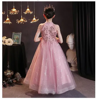 Детские Вечерние платья на свадьбу и день рождения, Элегантное Длинное  детское платье принцессы, праздничное платье цвета шампанского для девочек  | AliExpress