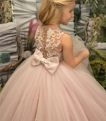 Красивое платье для маленьких принцесс на день рождения, блестящее платье с  цветочным рисунком и вырезом для свадьбы | AliExpress
