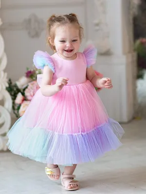 Платье на годик Pink Marie \"Мира\" малышка радужное арт.0120