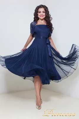 Купить вечернее платье 1208 синего цвета по цене 37500 руб. в Москве в  интернет-магазине Принцесса