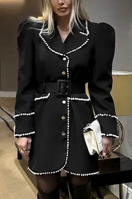 Платье - пиджак \"Малика\" черное, с белой каймой отзывы