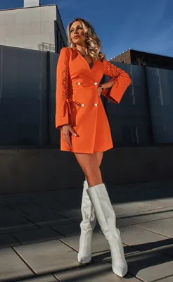 Платье пиджак со шнуровкой оранжевый — Купить в интернет-магазине женской  одежды Malina Bonita