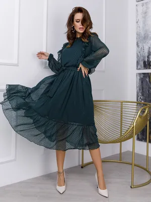 Зеленое комбинированное платье с рюшами 74378 за 970 грн: купить из  коллекции Craze fashion - issaplus.com