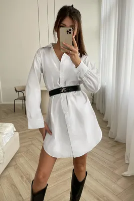 Платье рубашка со сборками из шитья белого цвета – купить в  интернет-магазине, цена, заказ online