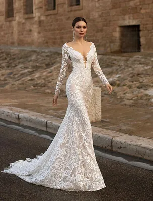 Свадебное платье русалка с рукавами и открытой спиной купить в Москве