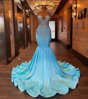 Marlee Lilac Mermaid V Neck Beaded Jersey Prom Dress | KissProm