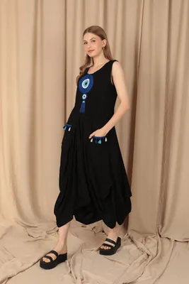 Платье size+ с кисточками - цвет чёрный (ID#1862995122), цена: 1010 ₴,  купить на Prom.ua