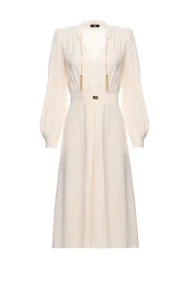 Elisabetta Franchi ❤ женское платье с металлическими кисточками на  воротнике со скидкой 22%, кремовый цвет, размер 42, цена 1399.99 BYN