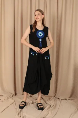 Купить Женское однотонное платье без рукавов с кисточками и кисточками |  Joom