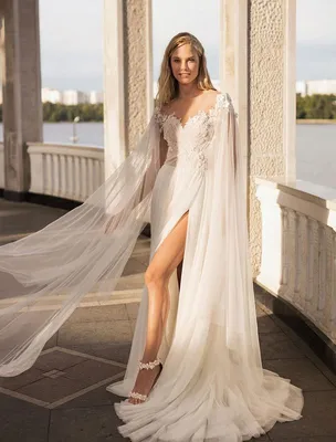 Свадебное платье с рукавами-крылышками Милли купить со скидкой, цена,  продажа в Москве - Салон свадебных и вечерних платьев