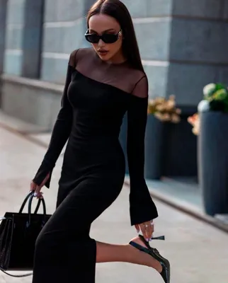 Нарядное платье из сетки с блестками черное - купить в интернет магазине  Аржен