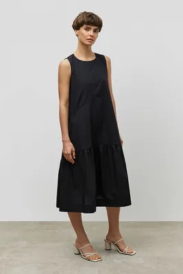 Платье с воланом внизу Mango 77026718_99, Цвет: Черный - Магазин брендовой  одежды, обуви и аксессуаров ZEEP