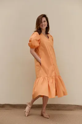 Хлопковое платье с воланом - артикул B451097, цвет BLACK - купить по цене  6599 руб. в интернет-магазине Baon