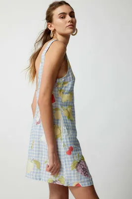 Urban Outfitters Uo Charlotte Linen Printed Shift Dress in Blue | Lyst