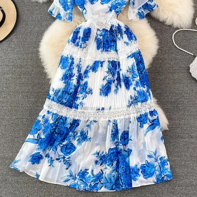 Платье Zimmermann сине-белое - 150923 - купить в интернет-магазине Сult