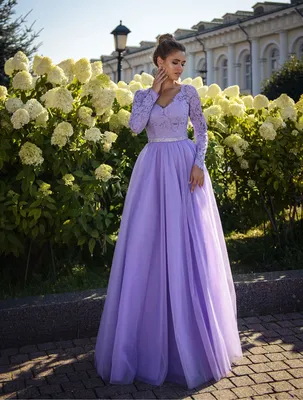 Сиреневое платье с длинным рукавом Prestige Alexandra VV080 — купить в  Москве - Свадебный ТЦ Вега