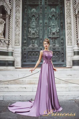 Купить вечернее платье 8007 сиреневого цвета по цене 37000 руб. в Москве в  интернет-магазине Принцесса