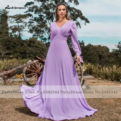 Женское длинное шифоновое платье, Сиреневое платье для гостей свадьбы,  выполненное на заказ, 2023 | AliExpress