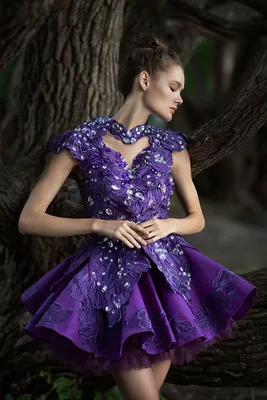 Сиреневое платье с кружевным узором Gabbiano Immakoletta | Купить свадебное  платье в салоне Валенсия (Москва)
