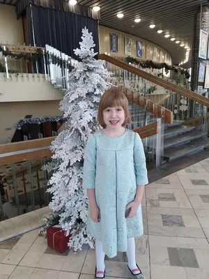 Новогодний костюм Снегурочки с кринолином украшенный голубой - Сударушка