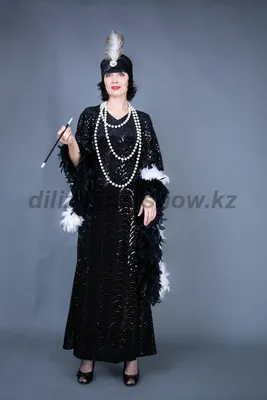 Черное платье с бахромой и пайетками в стиле 30-х Чикаго - купить за 12600  руб: недорогие ревущие 20-е, Чикаго, Гэтсби, флапперы в СПб