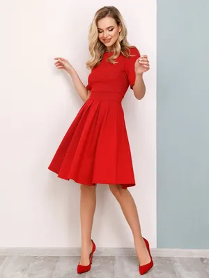 Красное фактурное платье-татьянка с короткими рукавами 75906 за 483 грн:  купить из коллекции Snazziest - issaplus.com