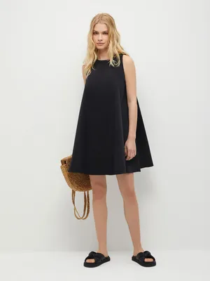 Короткое платье-трапеция цвет: черный, артикул: 1812010734 – купить в  интернет-магазине sela