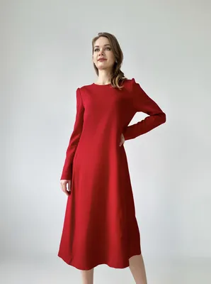 Нарядное повседневное трикотажное платье трапеция (бордовый)